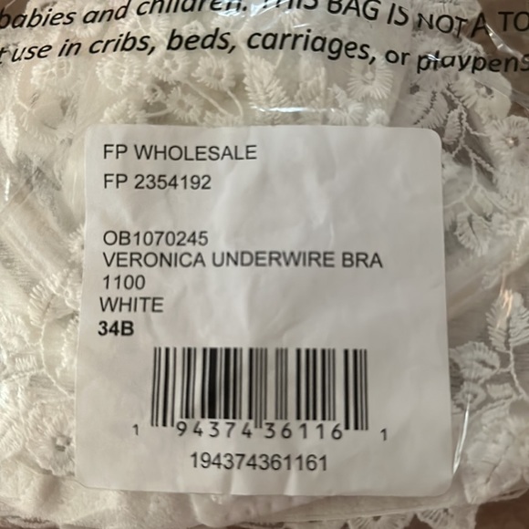 SALE✨Free People Intimately Free Veronica Underwire Bra in White NWT Size 34B - Picture 7 of 7